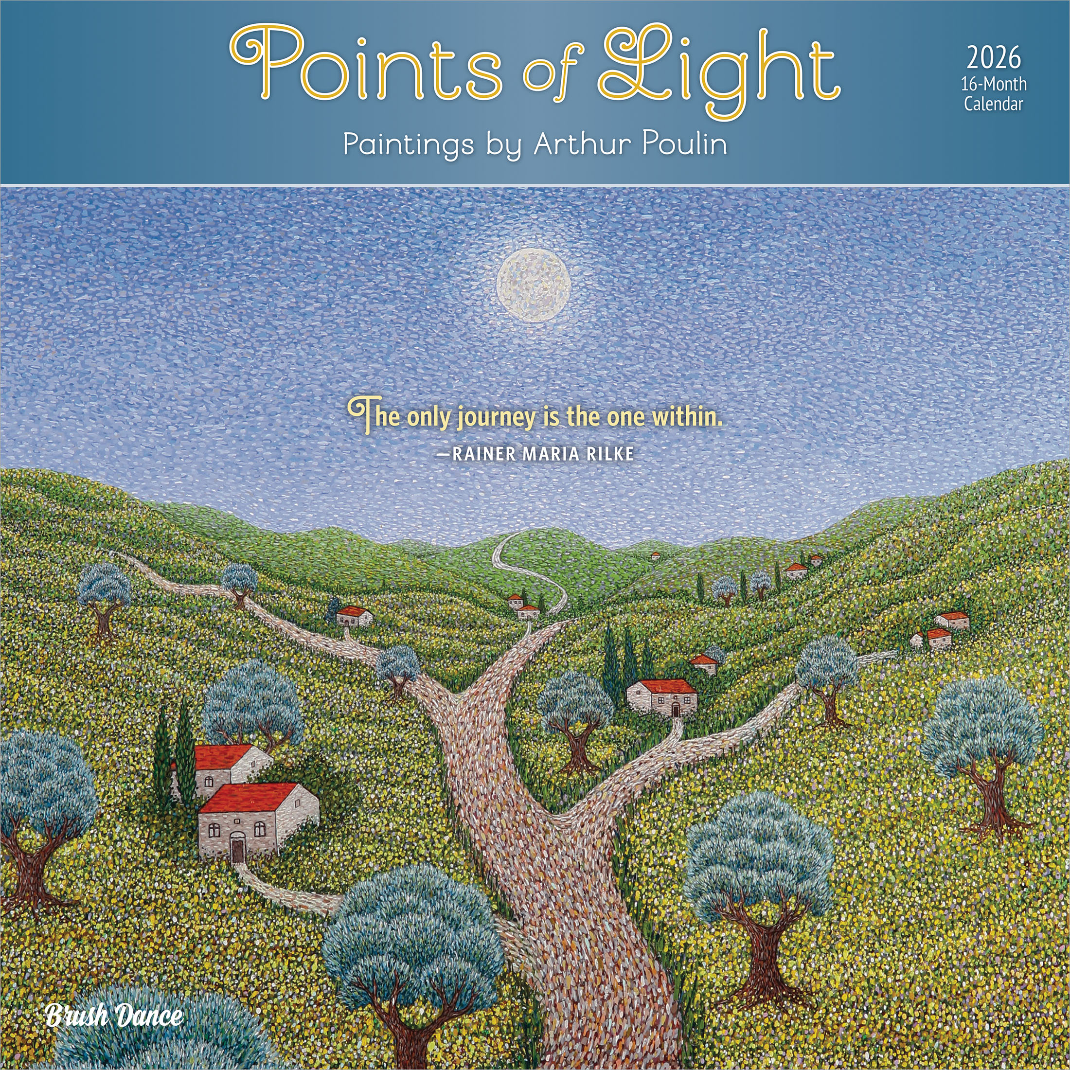Points of Light | 2026 12 x 24 Inch (Hanging) Monthly Square Wall Calendar | Featuring the Artwork of Arthur Poulin | Plastic-Free